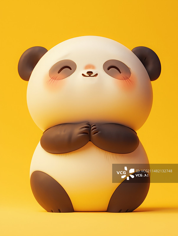 【AI数字艺术】可爱的大熊猫3D渲染图图片素材