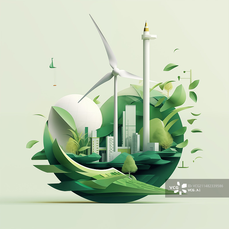 【AI数字艺术】绿色能源背景图片素材