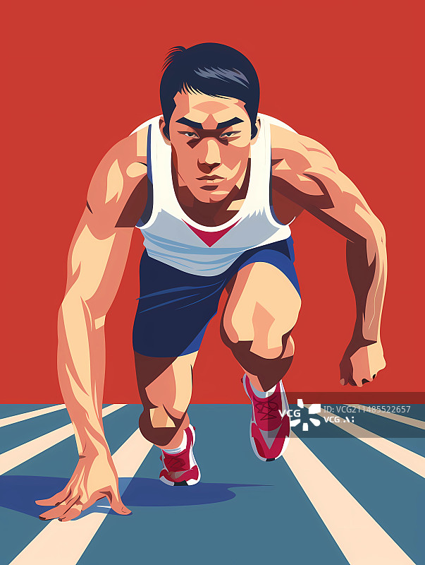 【AI数字艺术】在起跑线准备起跑的运动员图片素材