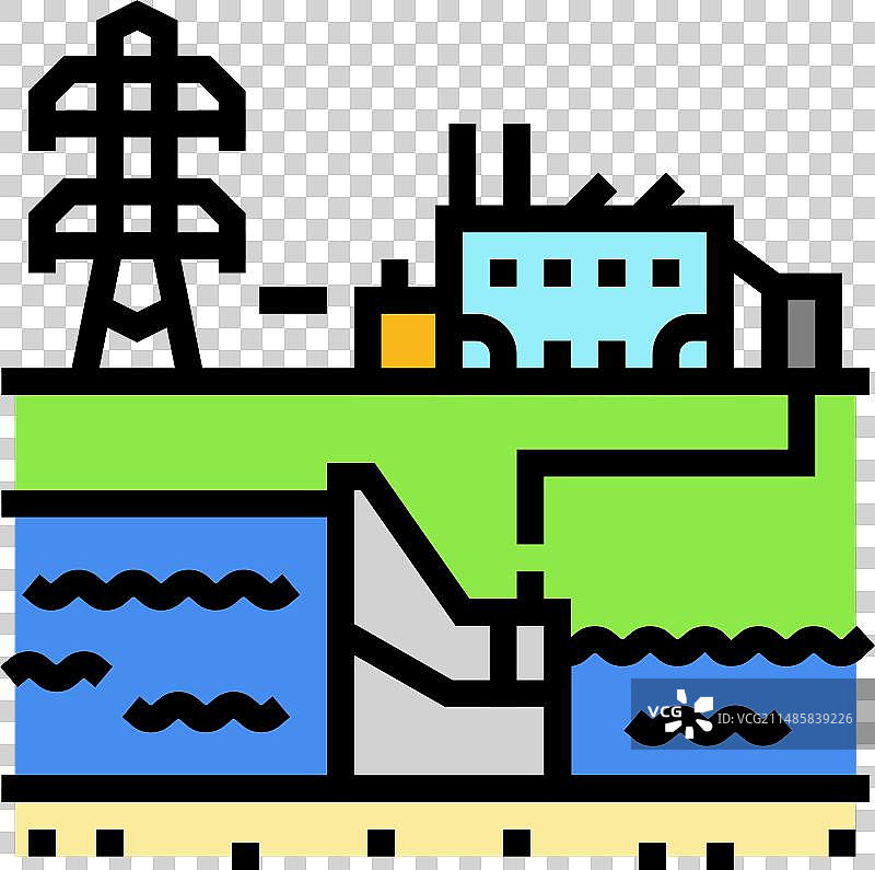 水力发电厂电力颜色图标图片素材