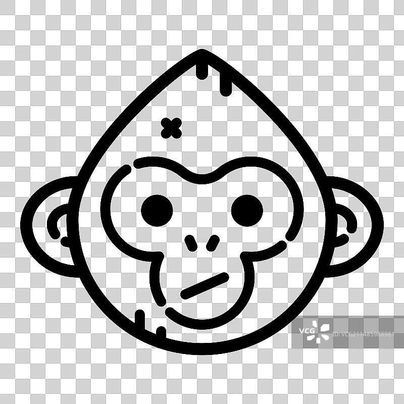 猴子平面图标孤立在白色背景图片素材