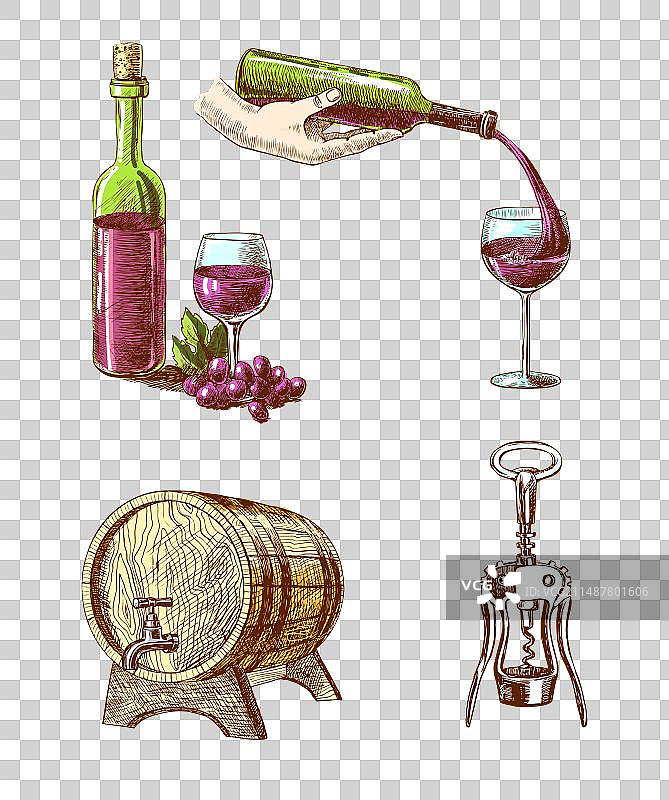 葡萄酒小品装饰套装图片素材