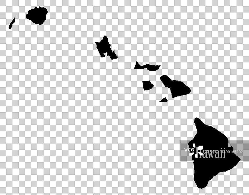 夏威夷群岛州剪影地图图片素材