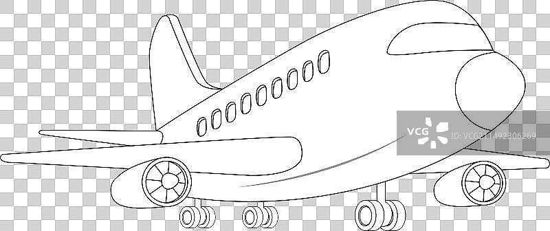 一架飞机在白色上的简单轮廓图片素材
