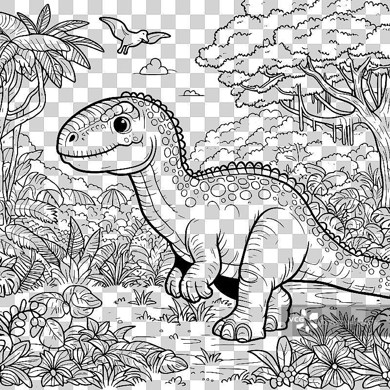 填色页可爱的暴龙恐龙的图片素材