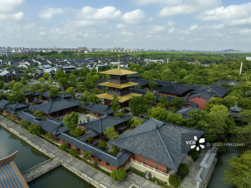上海松江广富林文化遗址航拍图片素材