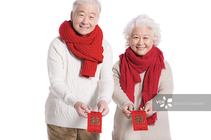 老年夫妇发红包图片素材