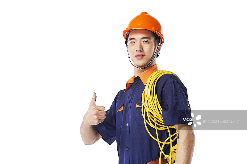头戴橘色安全帽的工人图片素材
