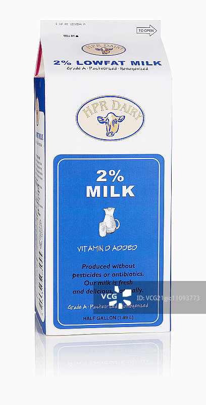 低脂牛奶(2%)利乐包装盒(美国)图片素材