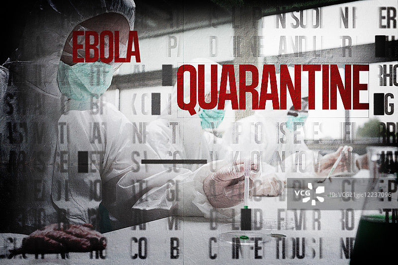 穿着防护服的化学家对抗埃博拉病毒图片素材