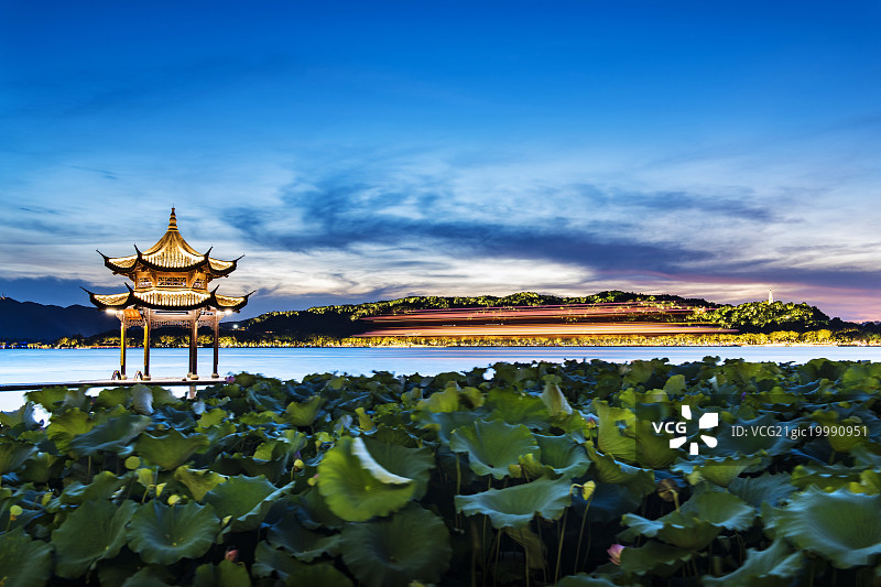 杭州西湖夜景图片素材