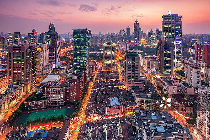 上海城市风光夜景图片素材