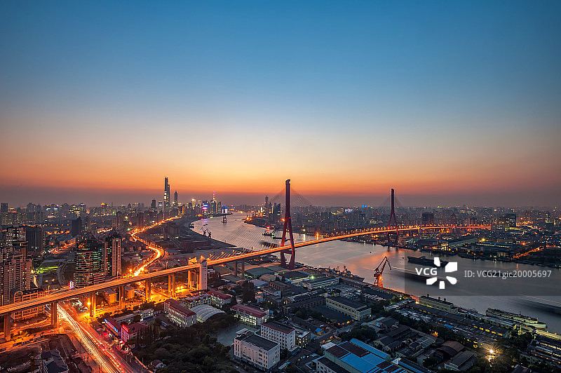 上海杨浦大桥夜景图片素材