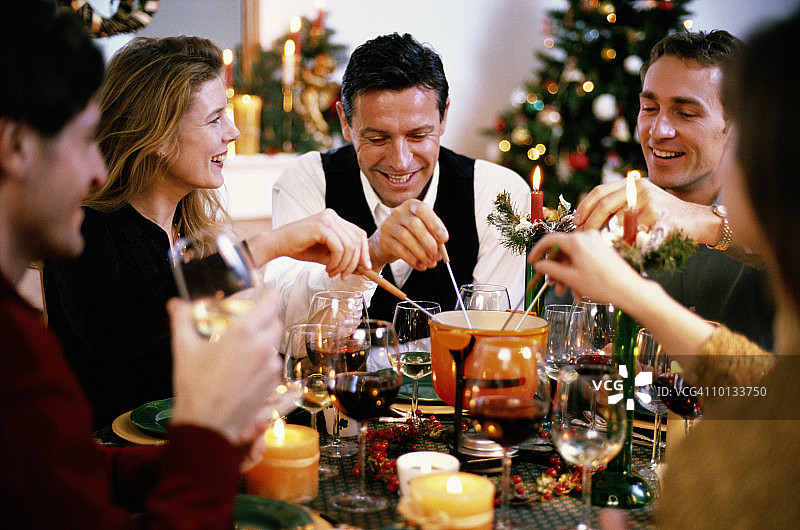 朋友，晚餐，圣诞节，家，火锅图片素材