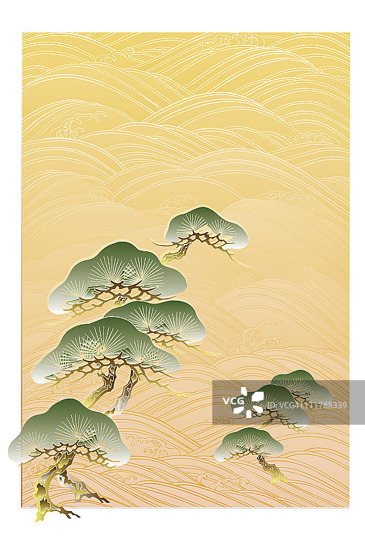 日本绘画CG，松树图片素材