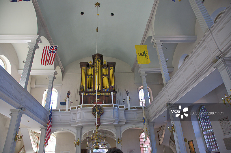 美国马萨诸塞州波士顿北端的老北教堂图片素材
