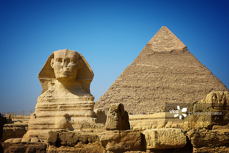 狮身人面像和哈夫拉金字塔图片素材