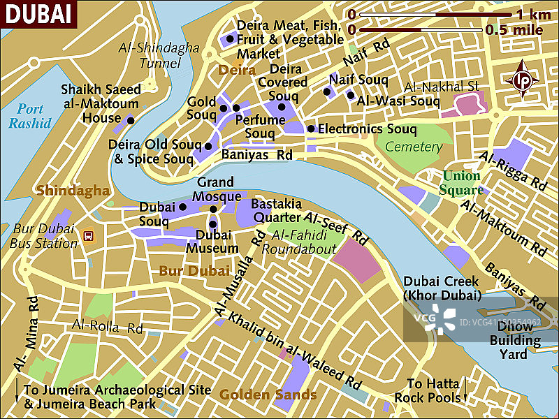 迪拜的地图。图片素材