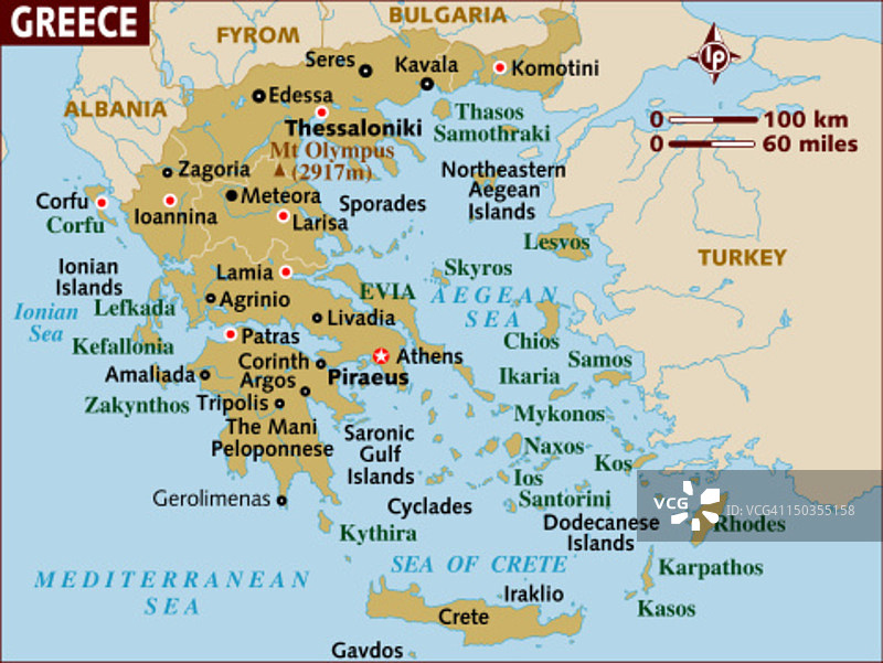 希腊的地图。图片素材