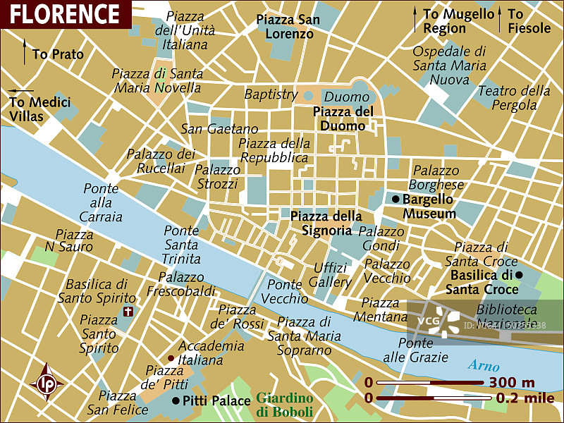 佛罗伦萨的地图。图片素材