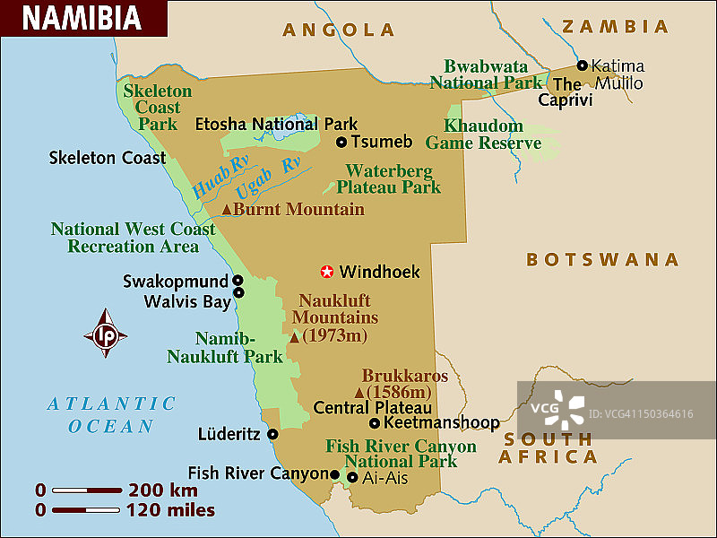纳米比亚的地图。图片素材