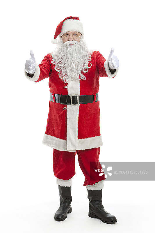 圣诞老人竖起大拇指。图片素材