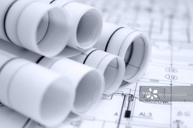 建筑蓝图详图，建筑工程行业设计文件图片素材