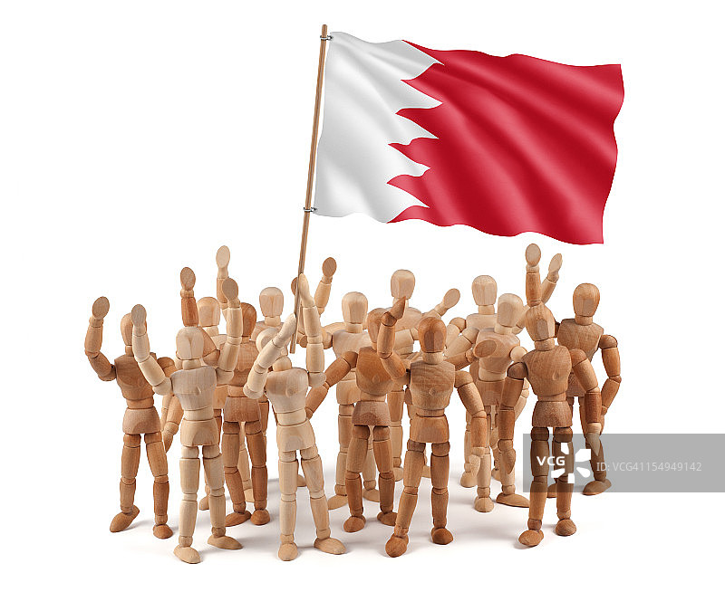巴林-木制人体模型组与旗帜图片素材