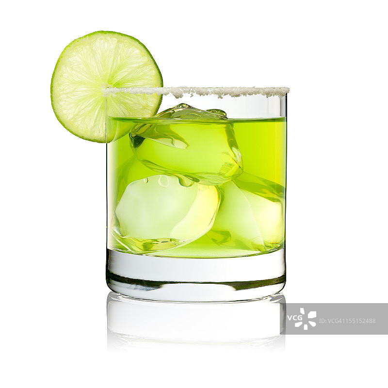 玛格丽塔的岩石-鸡尾酒玻璃酸橙绿图片素材