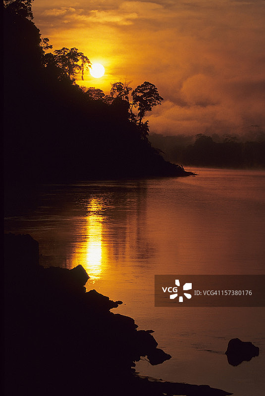 坦波波塔河上的日出雨林图片素材