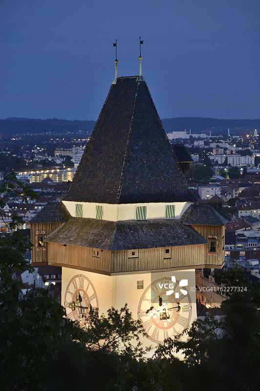 钟楼，施洛斯堡，格拉茨，斯蒂里亚，奥地利，欧洲图片素材