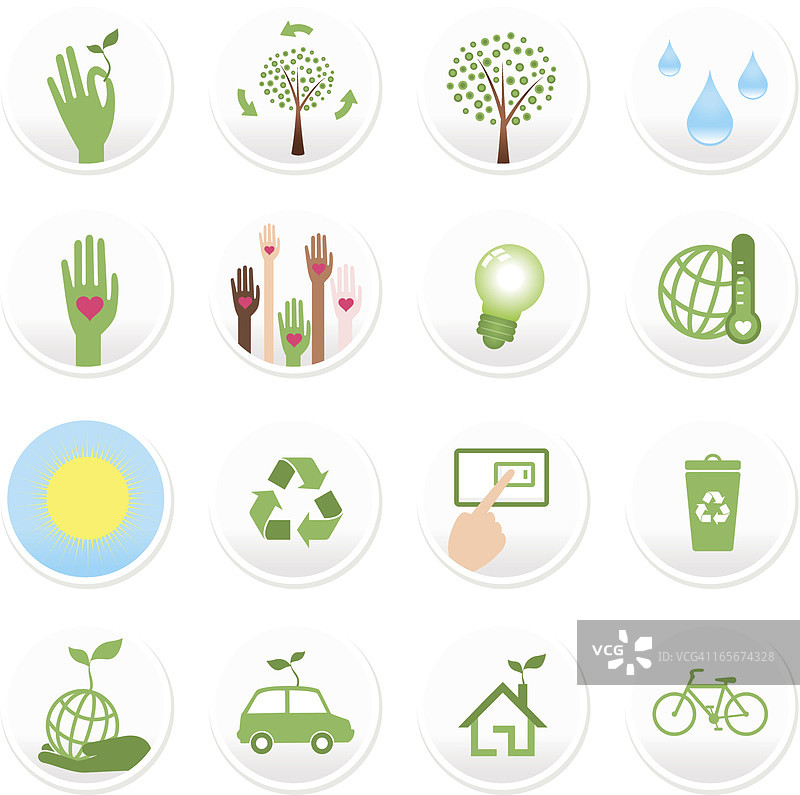 美丽的概念图标集:绿色，环境保护，可持续性图片素材