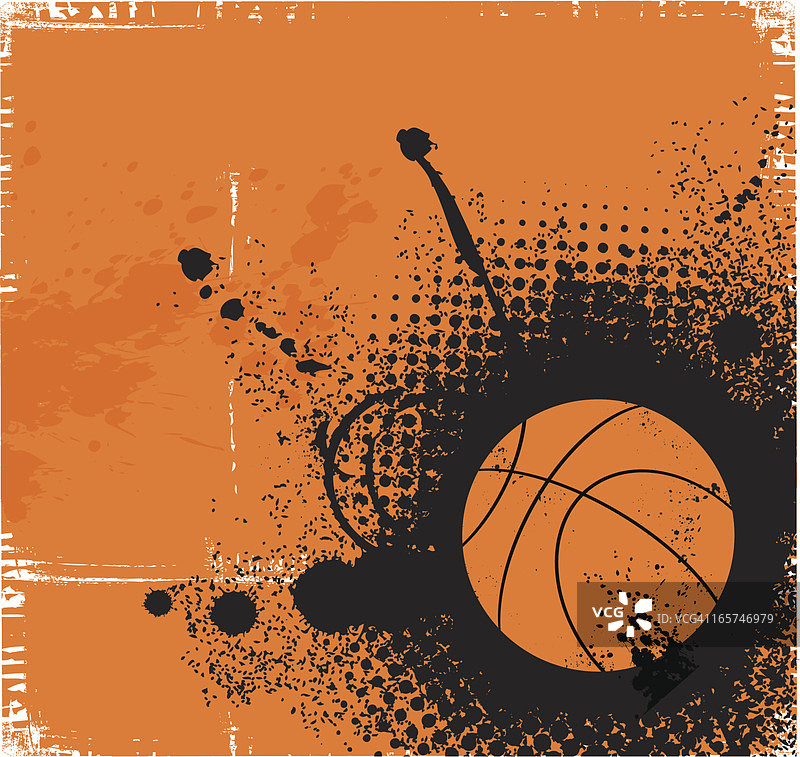 橙色背景的篮球图形图片素材
