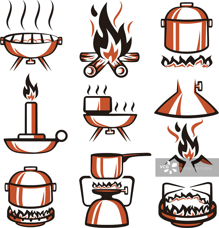 火与烹饪元素图片素材