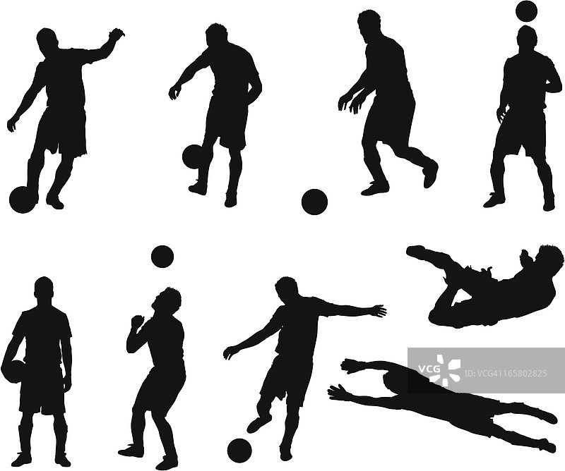 多幅男人踢足球的画面图片素材
