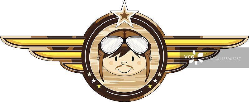 可爱的WW1风格的飞行员徽章图片素材