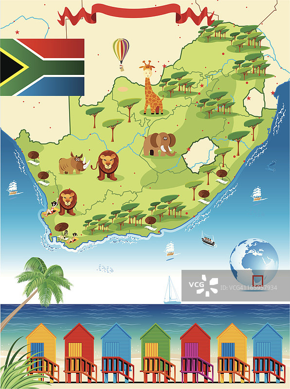 南非卡通地图图片素材