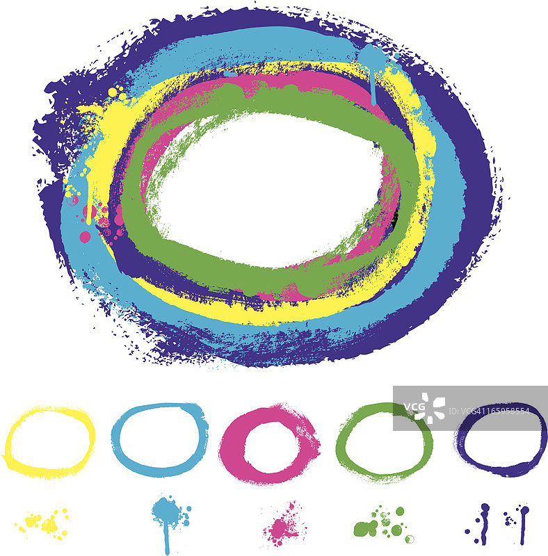 设计师矢量元素系列:绘制圆形纹理Grunge边界图片素材
