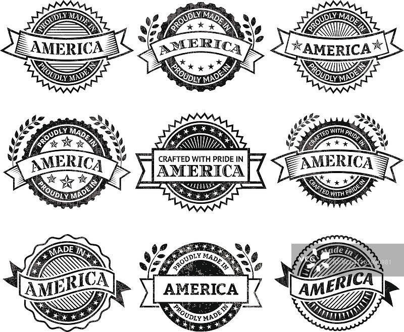 美国制造爱国的黑白图标图片素材