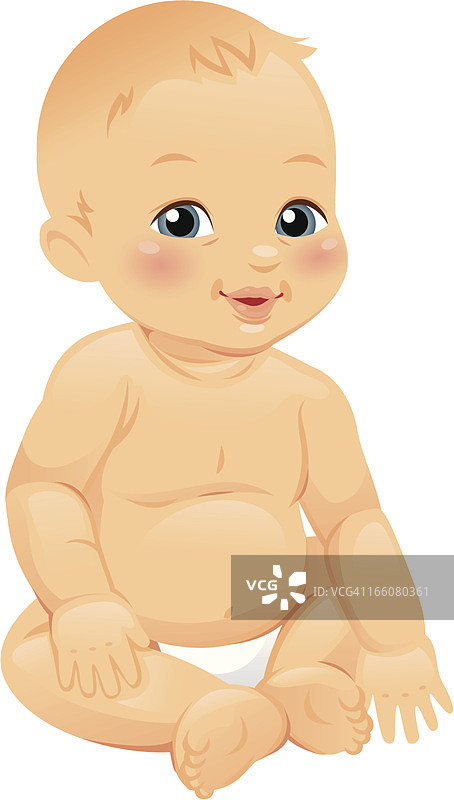 可爱的婴儿插图孤立在一个白色的背景图片素材
