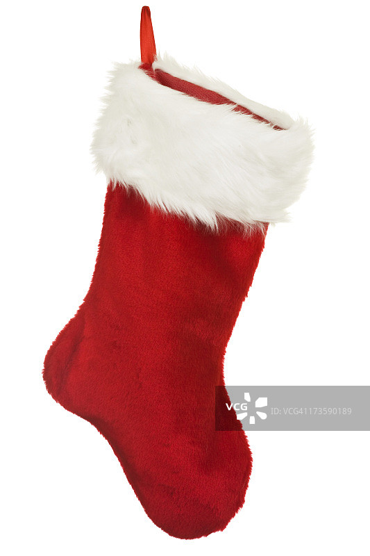 孤立的红色圣诞袜假日装饰品图片素材