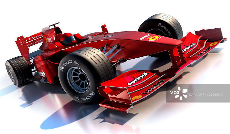 白色背景下的红色f1赛车图片素材