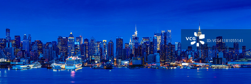 纽约市，哈德逊河，曼哈顿，全景图片素材