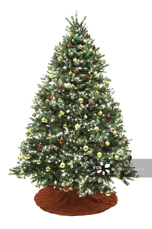 装饰圣诞树孤立在白色图片素材