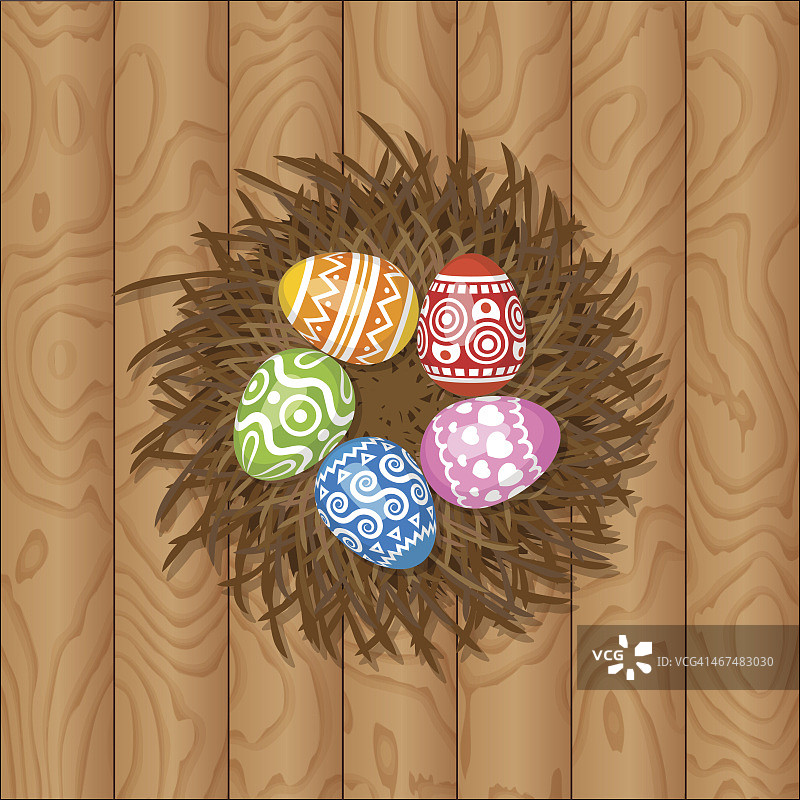 复活节背景[巢里的蛋]图片素材