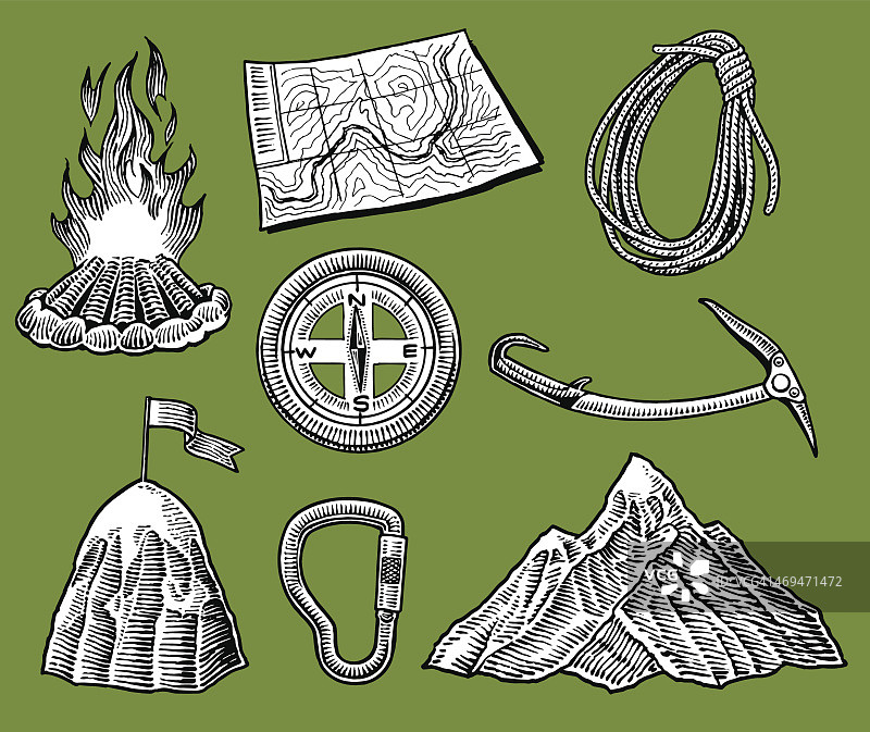 登山装备和工具图片素材