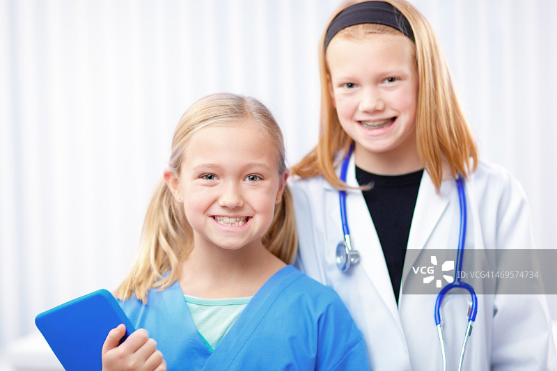 儿童装扮志向未来的职业在医疗专业图片素材
