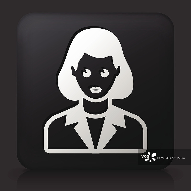 黑色方形按钮与女性的脸图标图片素材