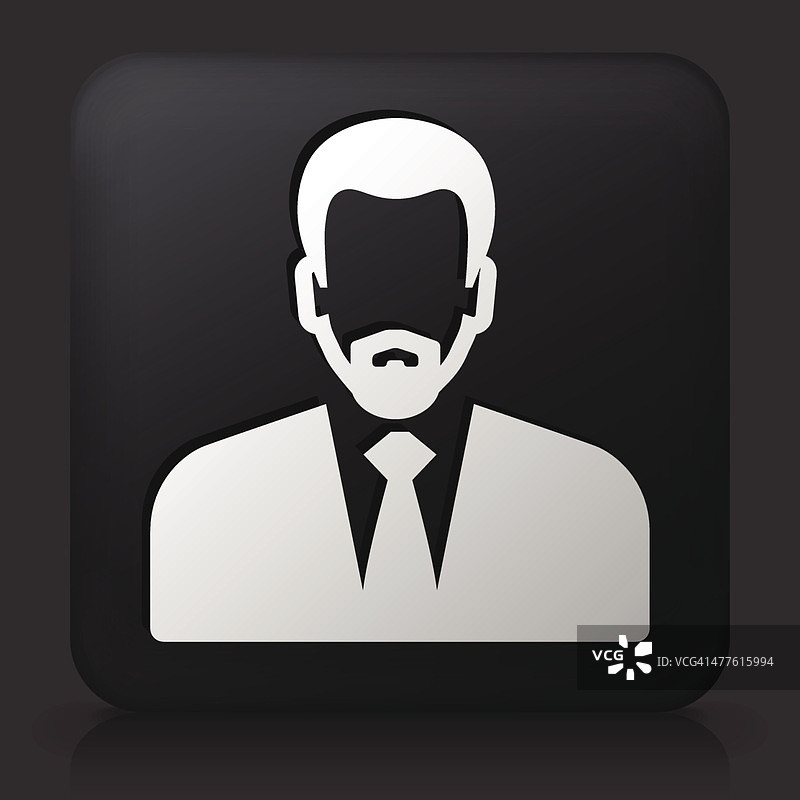 黑色方形按钮与男性脸图标图片素材