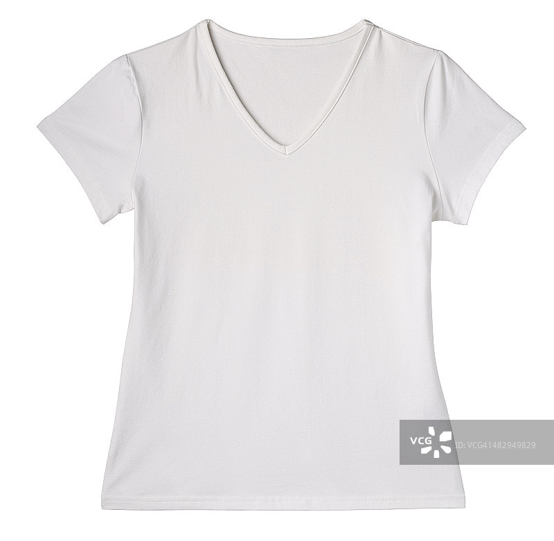 妇女空白的白色t恤前面与剪切路径。图片素材